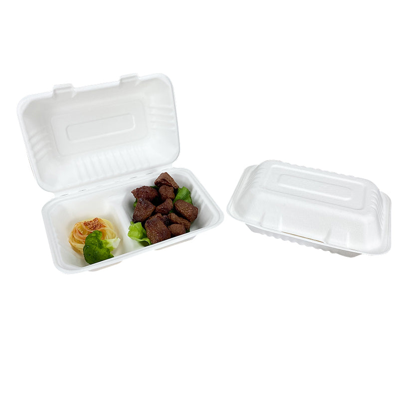 2-Compartment Clamshell – 1000 ml | Zuckerrohr | Großhandelverkauf | 250 Stuck/Karton