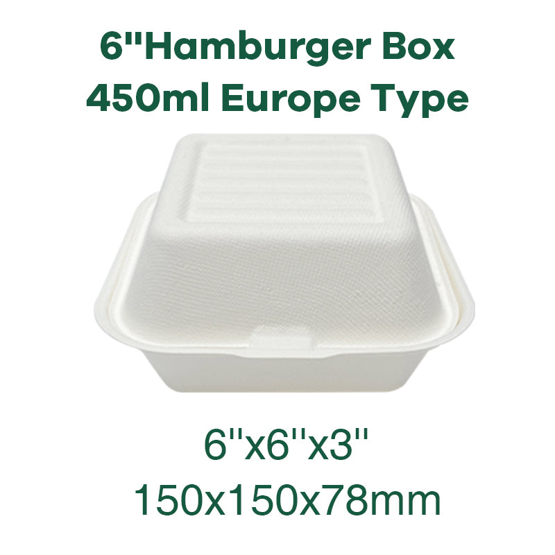 Hamburger Box – 450 ml | Zuckerrohr | Großhandelverkauf | 500 Stuck/Karton